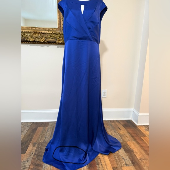 Theia Elegant Blue Backless Gown - Picture 5 of 8